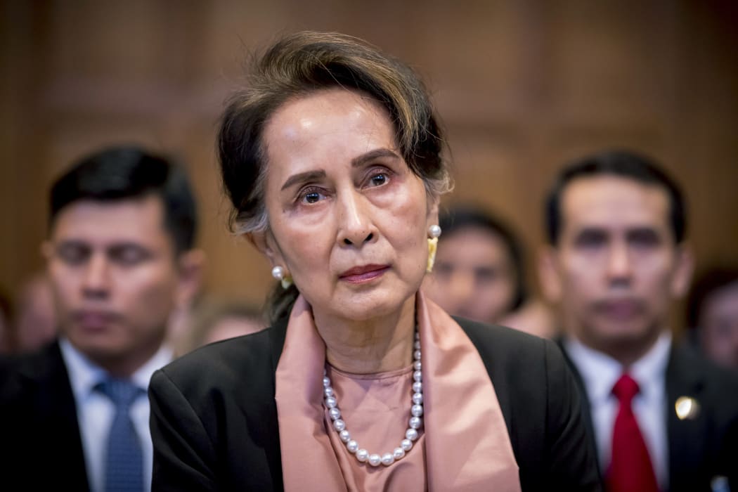 Myanmar's State Counsellor Aung San Suu Kyi attending the start of a three-day hearing on the Rohingya genocide case before the UN International Court of Justice at the Peace Palace of The Hague.