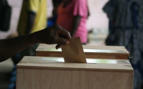 Ballot box in a Vanuatu election.