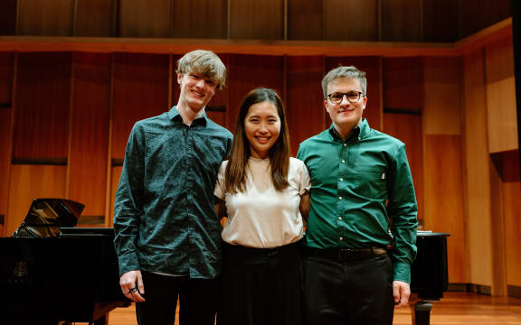 2024 National Concerto Competition finalists (l to r): Peter Gjelsten, Hazuki Katsukawa, Ben van Leuven