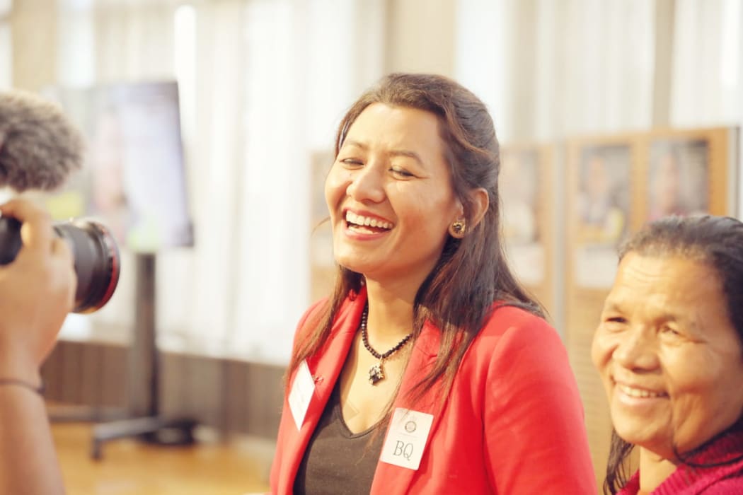 Rose Pradhan after speaking at the World Refugee Day event in Parliament