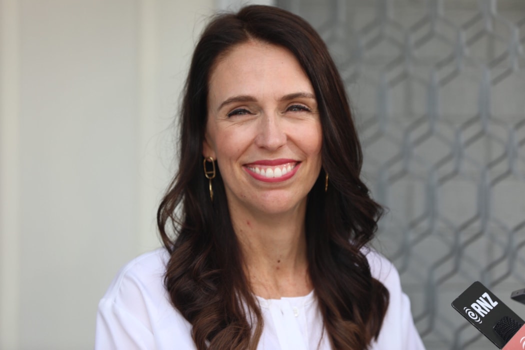 Jacinda Ardern at her first media appearance after the announcement of the Prime Minister's pregnancy.