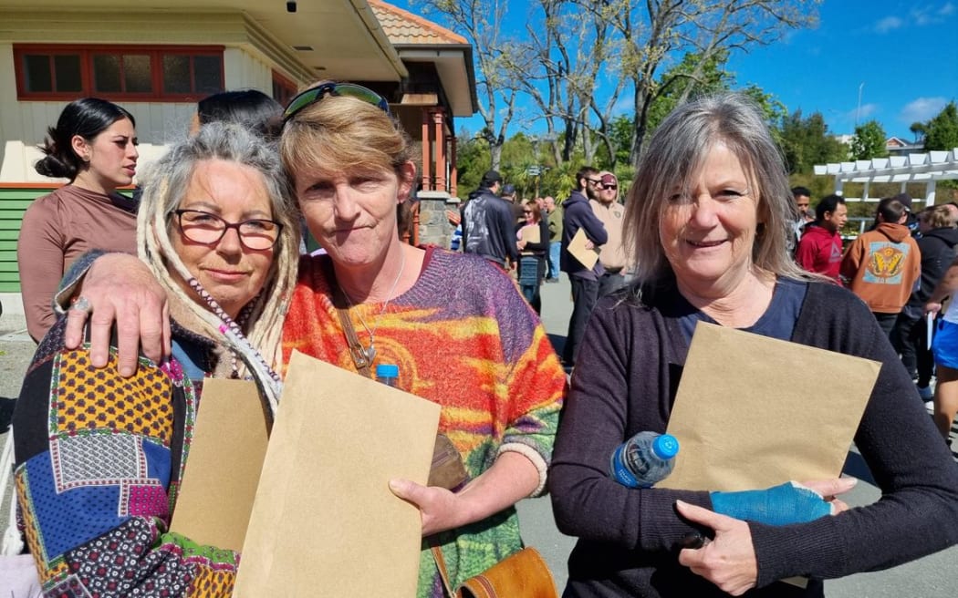 Wendy, left, and PJ after learning of Alliance Group's proposal to close the Timaru meat processing plant.