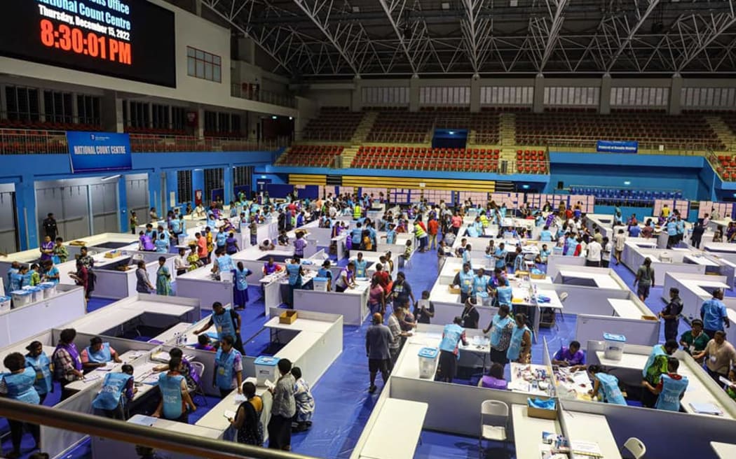 The Fiji Elections Office national count centre in the capital Suva. December 2022