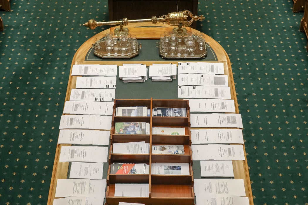 The Table in Parliament where the mace sits and documents and amendments are lodged