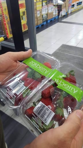 A pair of Porirua Pak 'N' Save shoppers found glass bits on their strawberry.