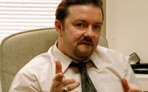 Ricky Gervais as office manager David Brent in the BBC TV series The Office.