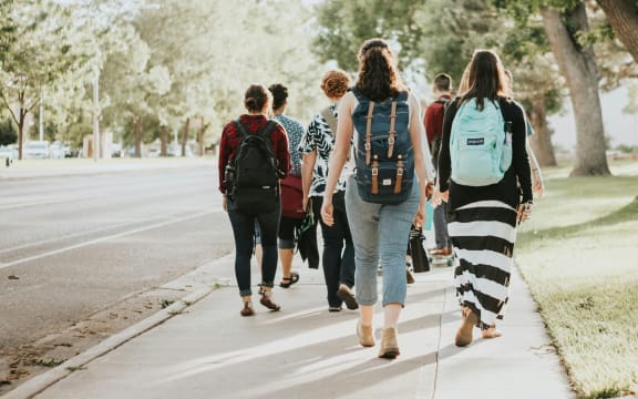 Students walking