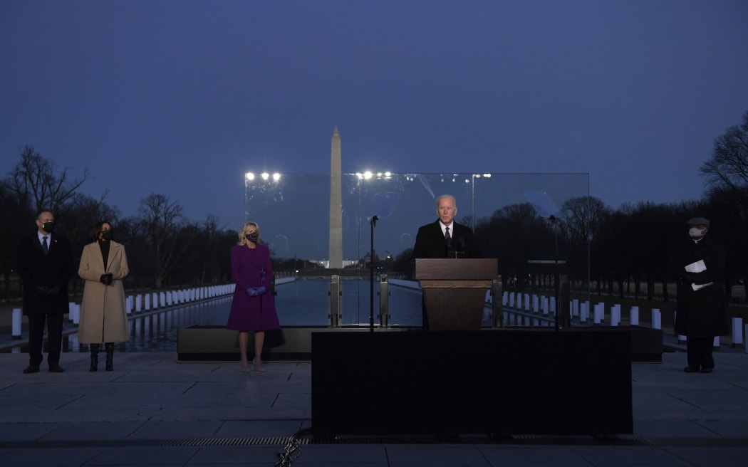 US President-elect Joe Biden leads a memorial ceremony for US coronavirus victims.