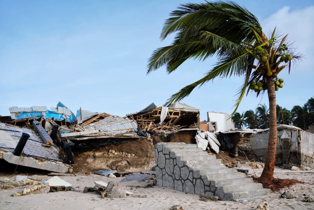 Ruins of Vakaloa Resort, west Tongatapu, following TC Harold.
