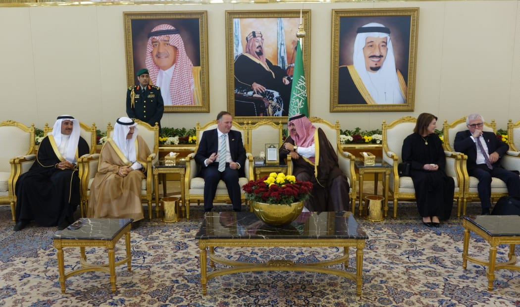 John Key talks to Deputy Crown Prince Mohammed Bin Naif.