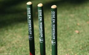 Stumps designed for the 2022 Cricket World Cup in New Zealand.