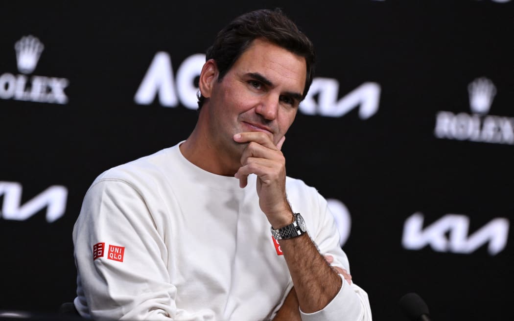 Former tennis player Roger Federer of Switzerland speaks during a press conference in Melbourne on January 15, 2026, ahead of the Australian Open tennis tournament starting on January 18. (Photo by William WEST / AFP) / --IMAGE RESTRICTED TO EDITORIAL USE - STRICTLY NO COMMERCIAL USE--
