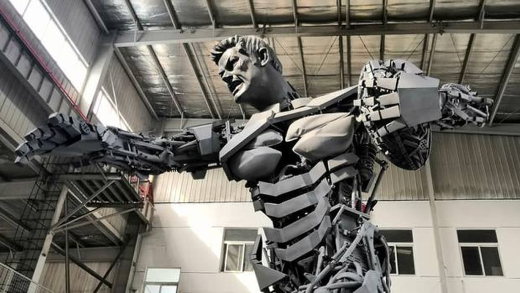 Yang Yi's 7m industrial-style Richie McCaw statue.