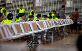 Counting centre for Samoa's snap general election