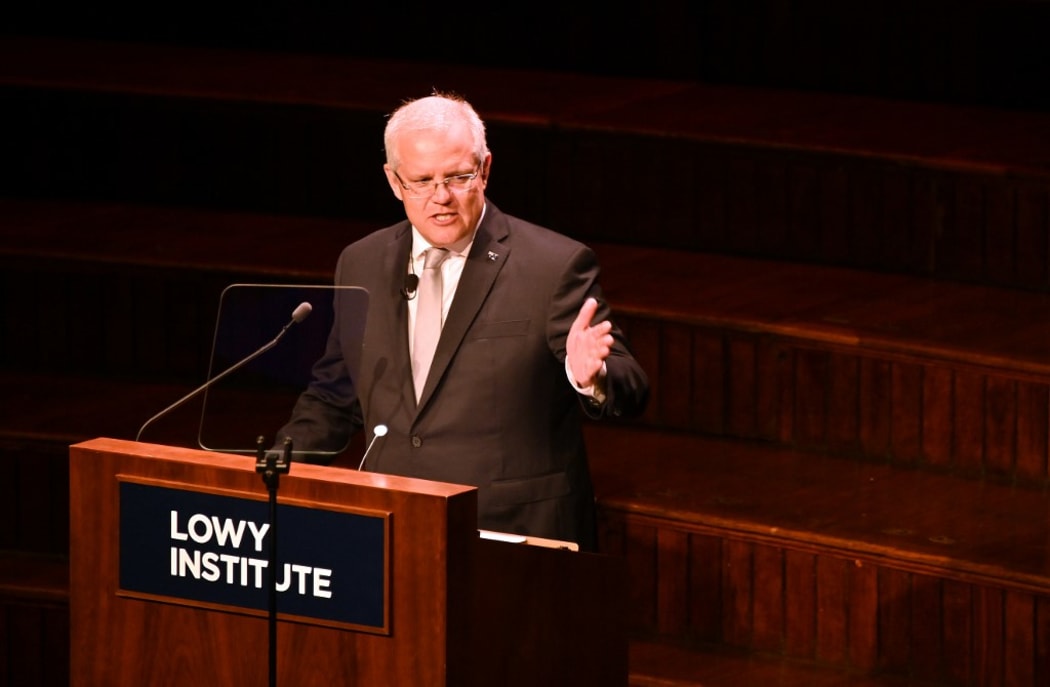 Australia's Prime Minister Scott Morrison speaking at the Lowy Lecture, an annual event at the foreign affairs think-tank where the speaker delivers a speech on Australia's place in the world.