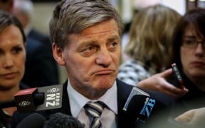 Bill English on the bridge at Parliament.
