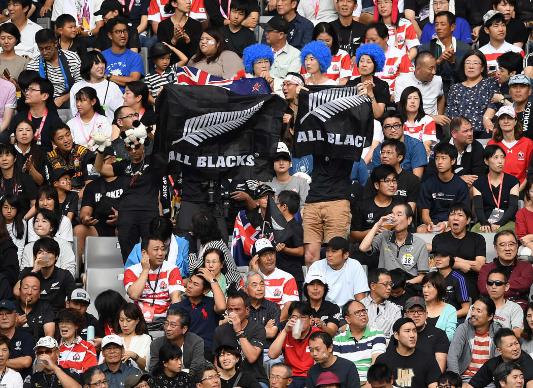 Fans and supporters of All Blacks in the match against Namibia at the 2019 Rugby World Cup.