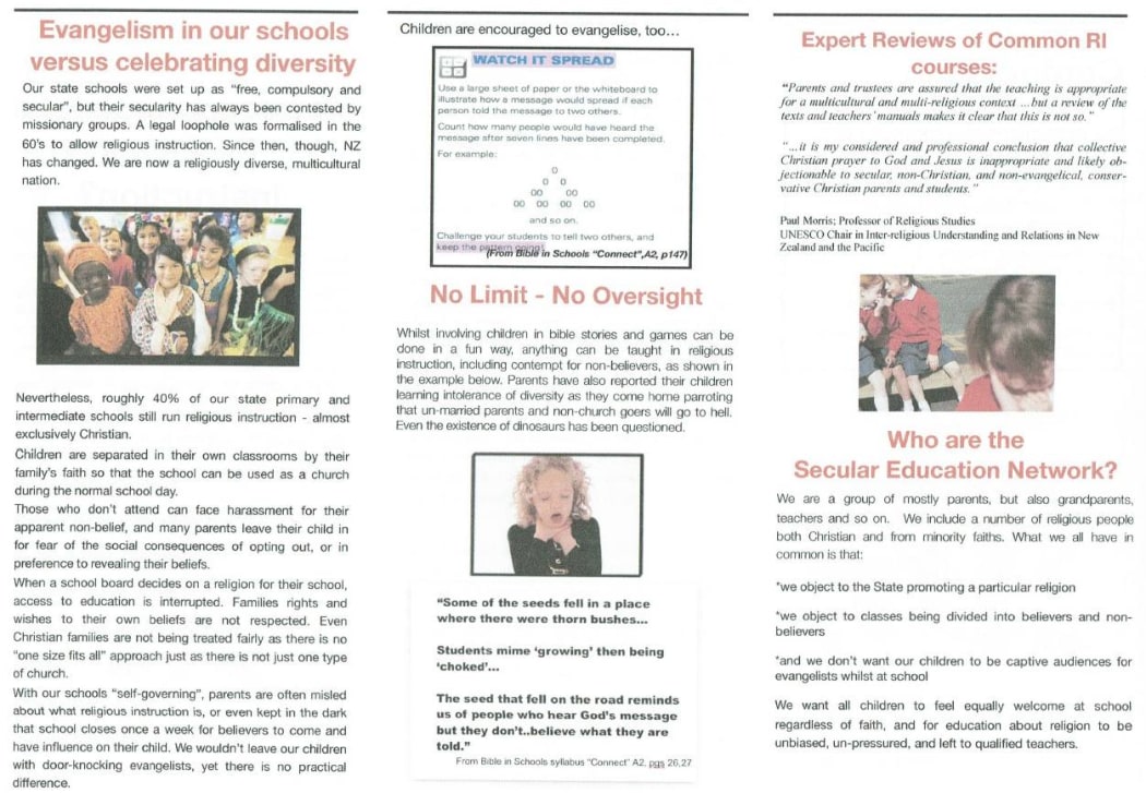 Second page of the Secular Education Network leaflet.