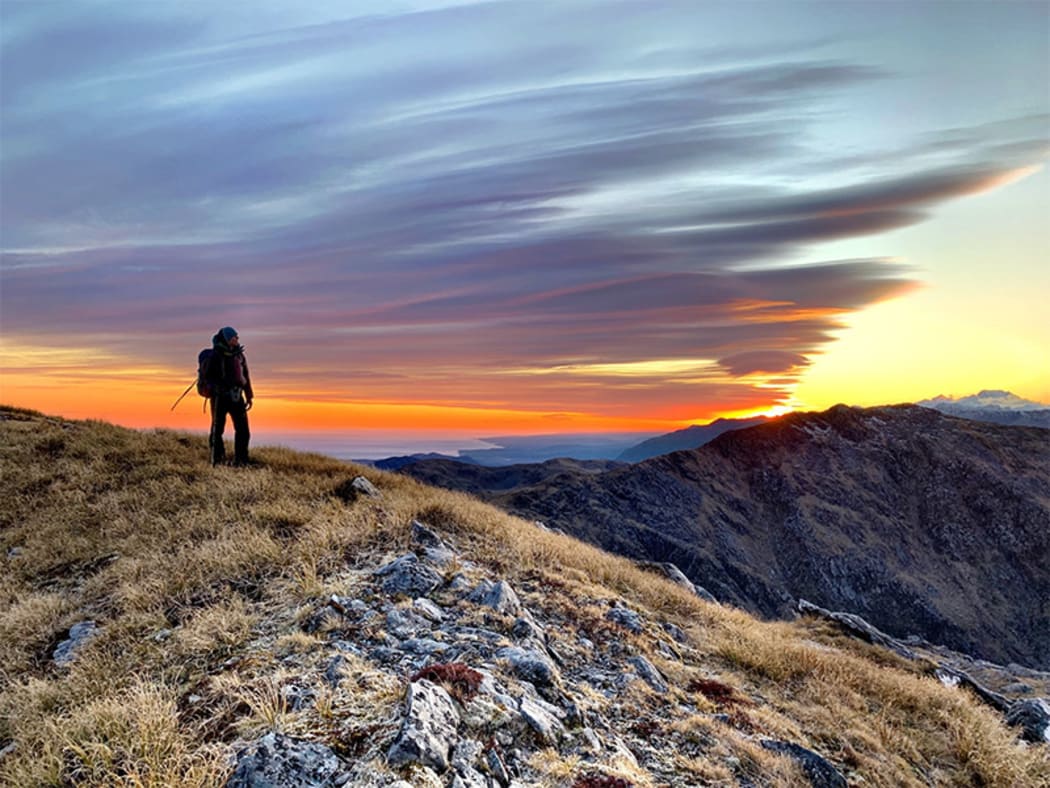 Tramping in South Westland, near Mariners Peak, July 2020.