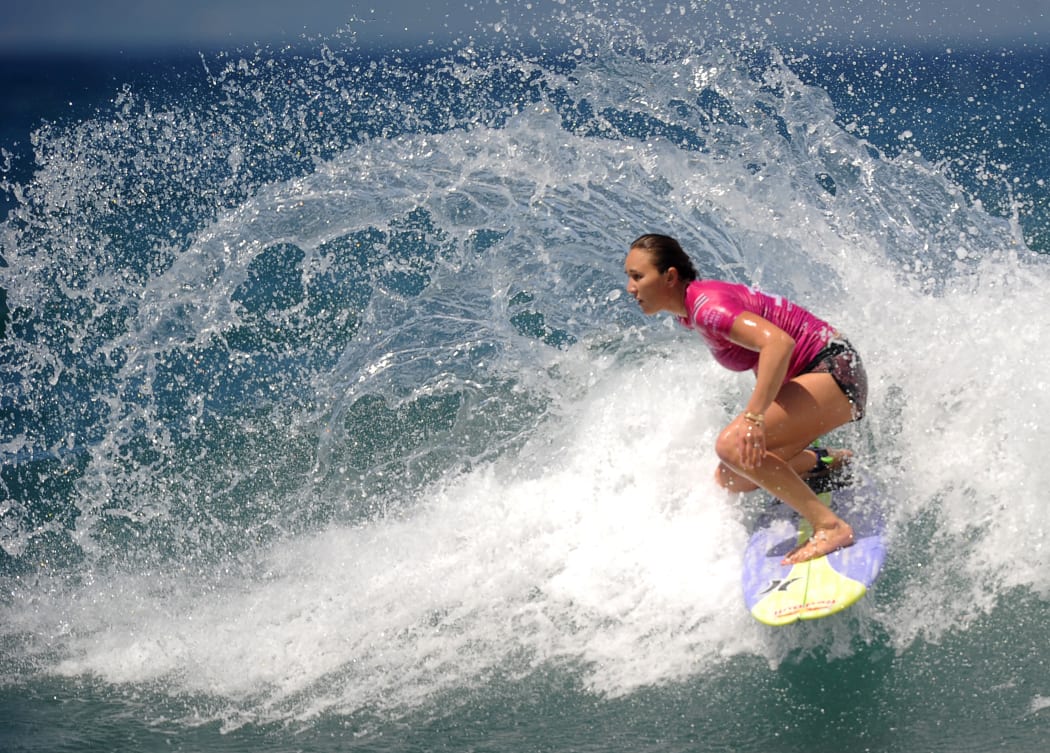 Carissa Moore of the US, competing in Bali in 2019.