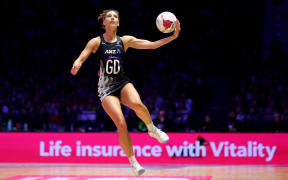 Karin Burger of New Zealand Silver Ferns in action during 2024 Nations Cup