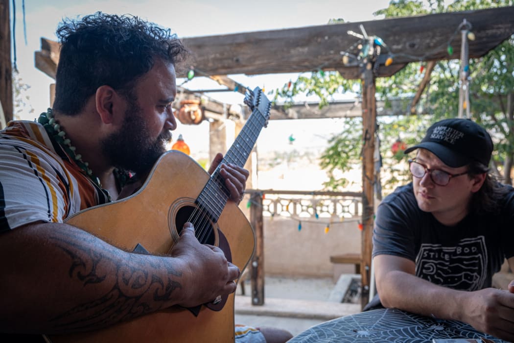 Troy Kingi and Ezra Simons outside Rancho de la Luna