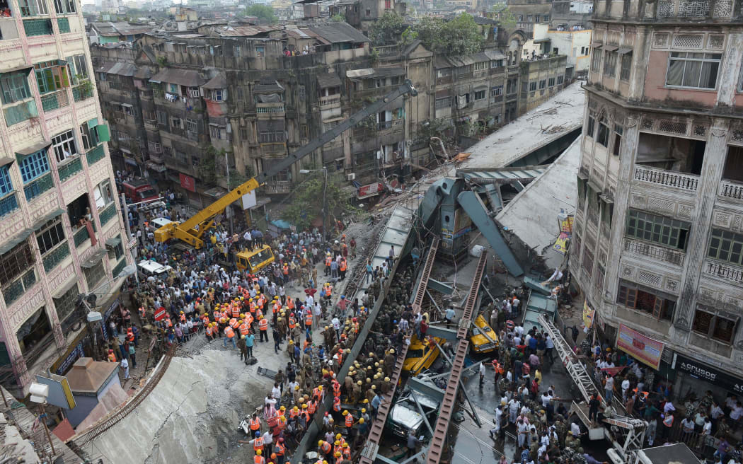 The flyover collapsed on to a busy city road