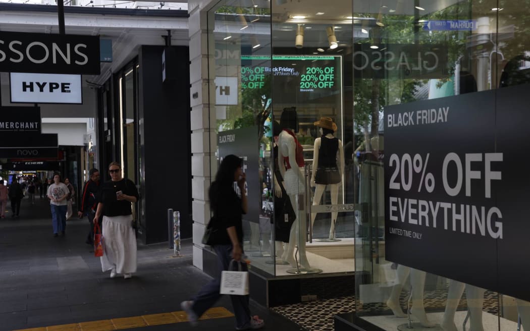 shopping and shoppers generic on Queen Street in downtown Auckland Black Friday 29 November 2024 .