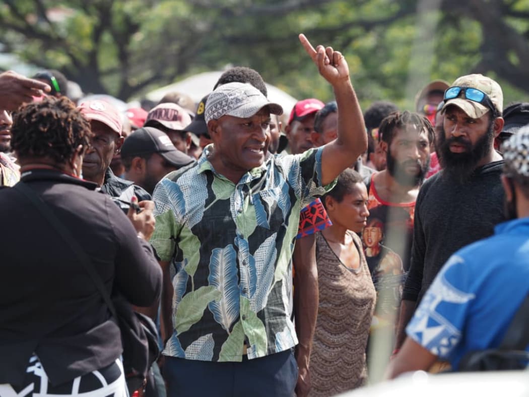 Protest in Papua New Guinea's capital, Port Moresby, over the 'No Jab No Job' policy of some business houses. 1 November, 2021.