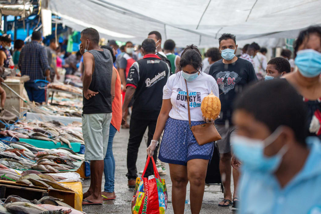 This photo from April shows shoppers in Suva's fish market preparing for a lockdown in late April.