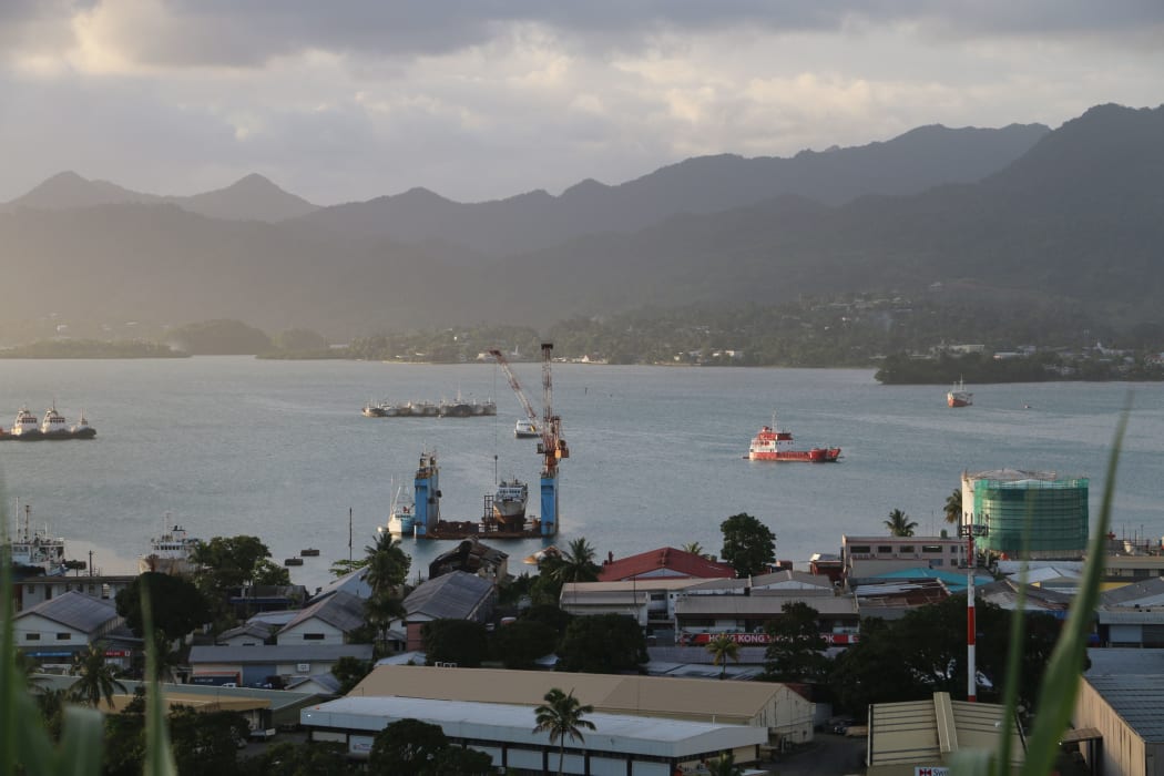 A view of the harbour from the hills above the Fiji capital Suva.