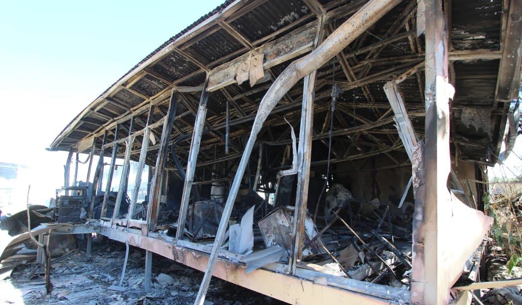 Damage from asylum seekers' riot on Nauru in July 2013.