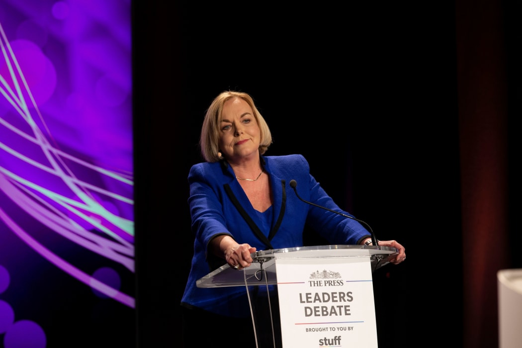 National leader Judith Collins at The Press leaders' debate in Christchurch.