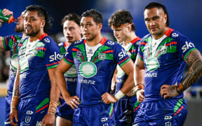 Adam Pompey, Te Maire Martin and Marata Niukore of the Warriors dejected after Warriors loss to Dolphins 18-20.