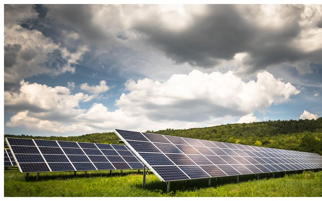 stock image of a solar farm