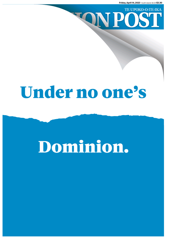 The front page of The Dominion Post as its masthead changes to The Post.