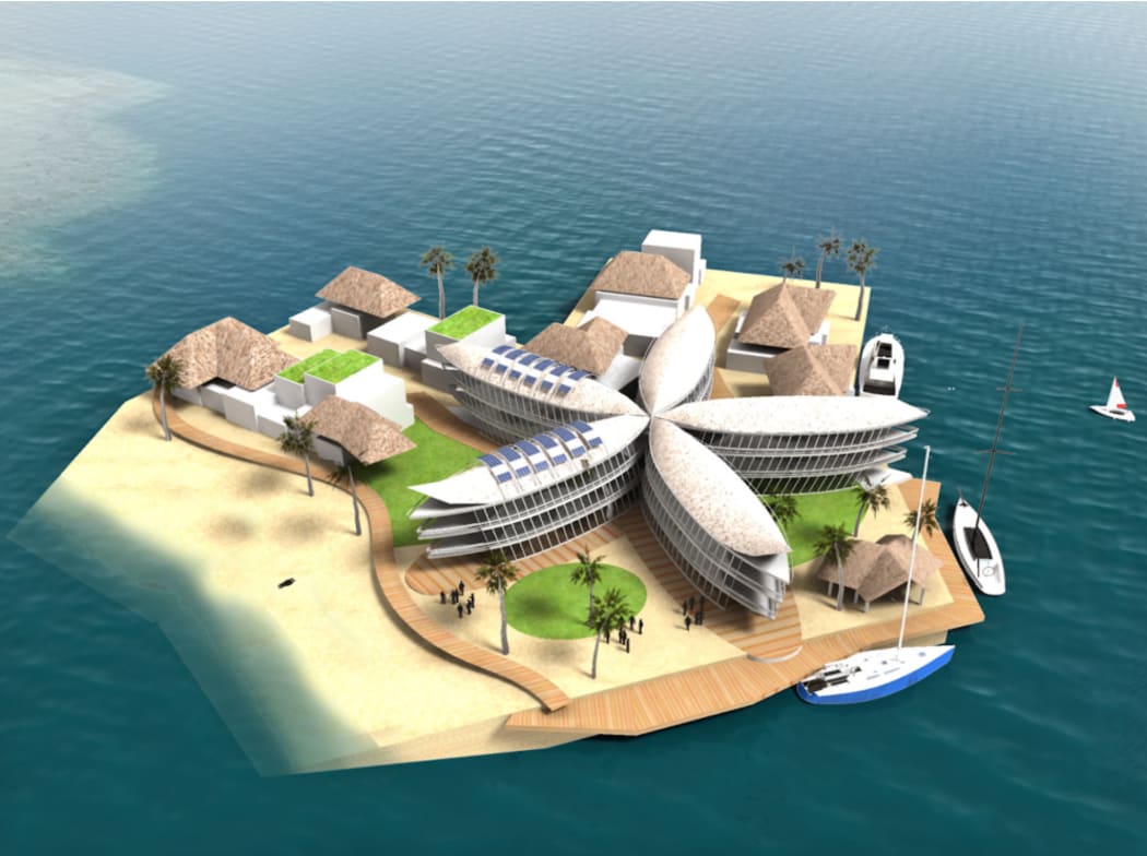 Artist concept of a floating island