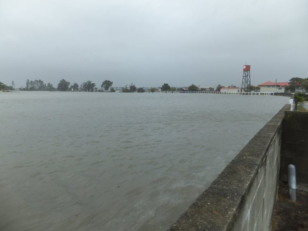 Westport Race course completely covered in water.