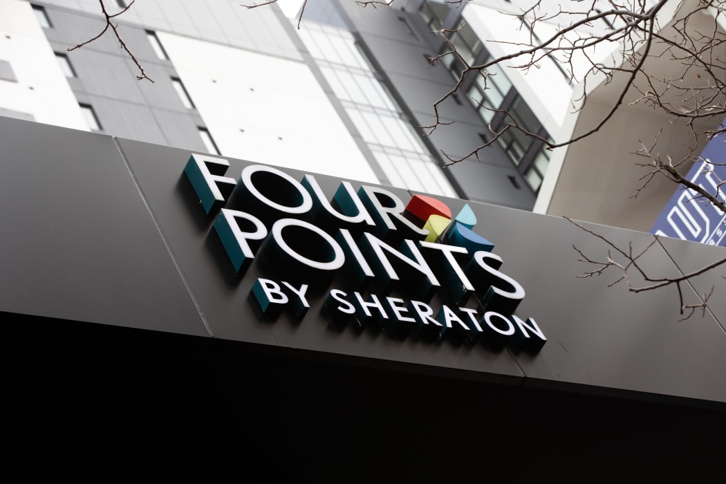 Four Points by Sheraton Hotel, which is being used as a managed isolation facility, in Auckland CBD.
