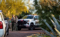 Nancy Guthrie’s home
Caption:	Pima County Sheriff’s deputies prepare for a shift change outside of Nancy Guthrie’s residence in the Tucson, Arizona, area on February 15.
Mandatory Credit:	Brandon Bell/Getty Images via CNN Newsource