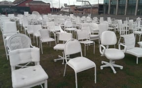 The 185 Chairs earthquake memorial in Christchurch has suffered vandalism.