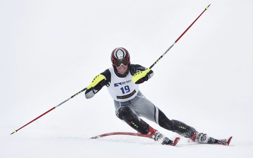 Jamie Prebble competing in the men's ski cross.