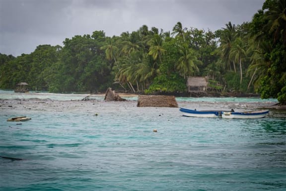 Housing structures is FSM's remote atoll Kapingamarangi washed away during high tide and swell event in January 2024.