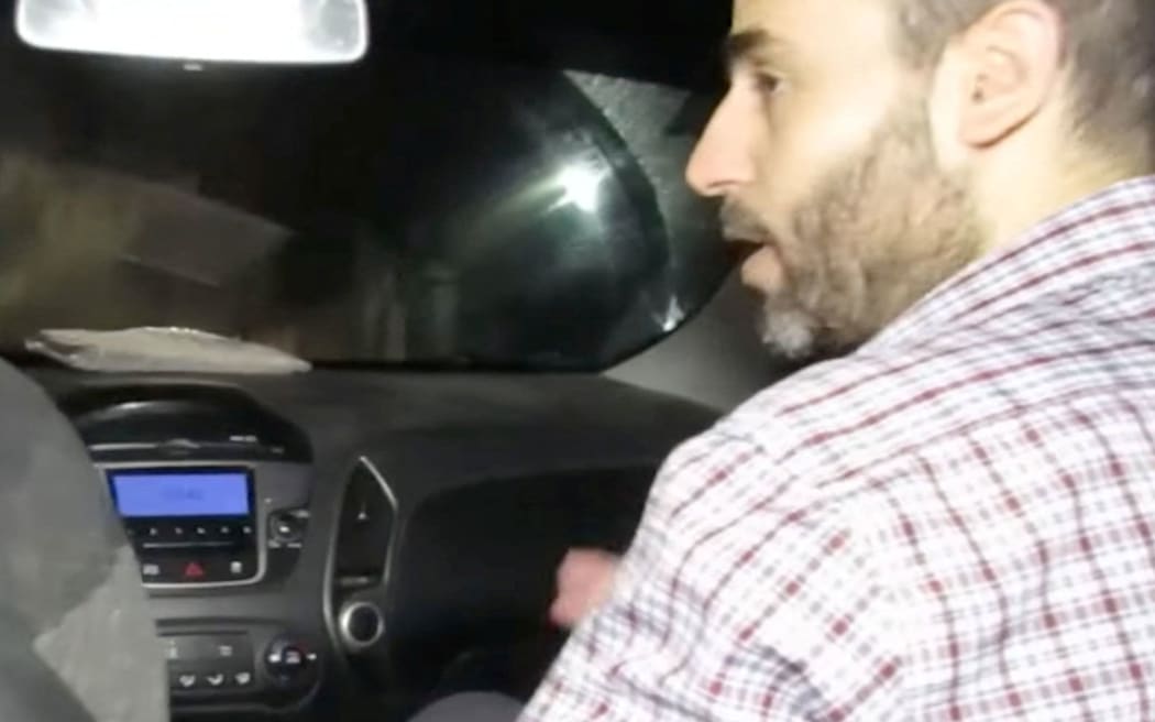 This screengrab from a video released by the Israeli army allegedly shows Mohammed Sinwar traveling in a car through a tunnel near the Erez crossing, close to the Israel-Gaza border in December 2023.