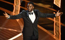 (FILES) US producer-musician Sean “Diddy” Combs speaks onstage during the 94th Oscars at the Dolby Theatre in Hollywood, California, on March 27, 2022. Combs will plead not guilty on September 17, 2024, to racketeering and sex trafficking charges, his lawyer said ahead of a court appearance by the superstar rapper. Combs, 54, was arrested on September 16 by federal agents acting on a sealed indictment filed by the US Attorney for the Southern District of New York. (Photo by Robyn Beck / AFP)