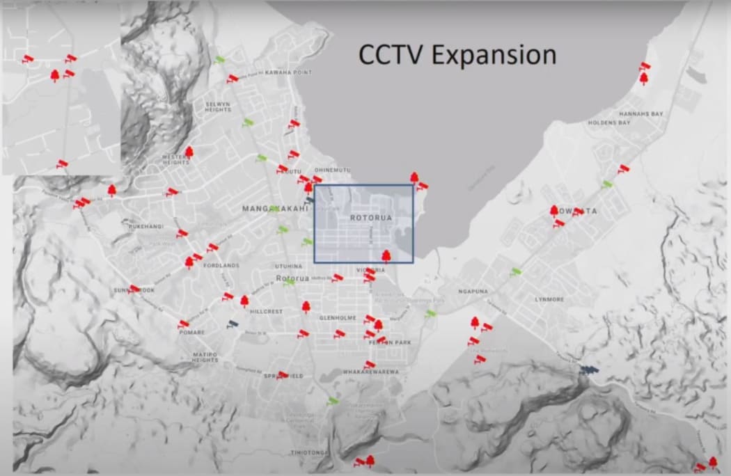 Possible locations for CCTV in Rotorua.