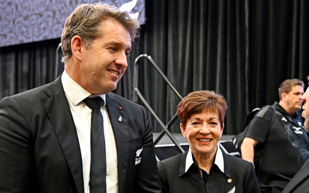 New Zealand Rugby CEO Mark Robinson and chair Dame Patsy Reddy