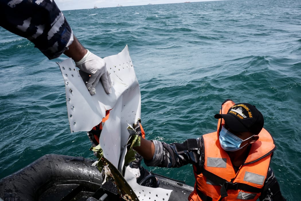 Indonesian Navy find parts of wreckage of Indonesian Sriwijaya Air Flight 182 Boeing 737, at Java Sea, in Jakarta, Indonesia on January 12, 2021.