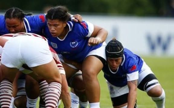 Samoa Manusina vs. England at the 2014 RWC in Paris.