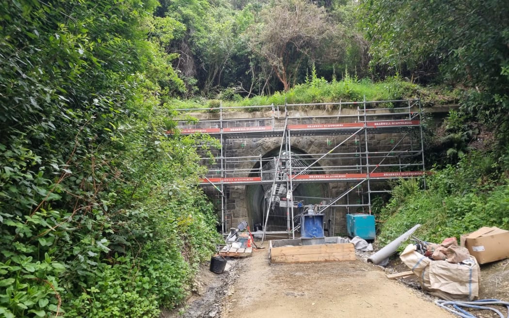 A 1.55 kilometre section from Wingatui through the Chain Hills Tunnel is close to opening. 
The Chain Hills Tunnel opened in the 1870s as a single railway line before being decommissioned more than three decades later.